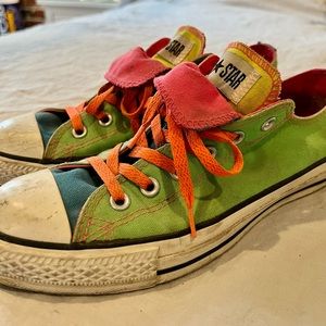 Neon Converse Low Tops — Size 9
